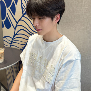 男款短袖潮牌高级感t恤青少年夏季重磅纯棉美式刺绣2026圆领上衣