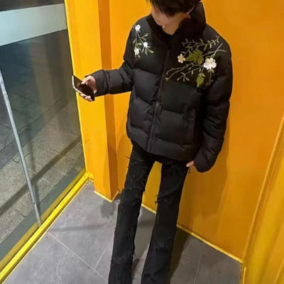 立领棉衣花卉刺绣棉服男款外套