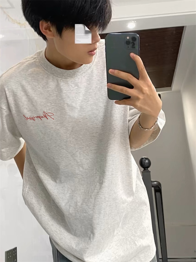 美式复古hiphop纯棉短袖T恤男女宽松版情侣款oversize休闲上衣ins