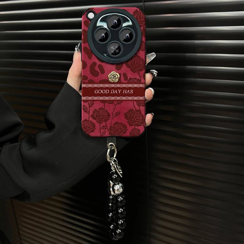 ins风红色玫瑰豹纹适用oppofindx8手机壳新款复古高级感小众findx7网红手机套findx6/5硅胶外壳防摔保护套女