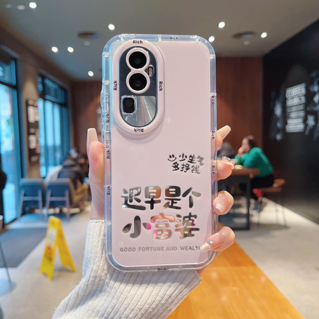 ins风粉色小富婆适用opporeno12/11pro手机壳新款高级感Reno14/13网红爆款手机壳reno15pro防摔外壳保护套女
