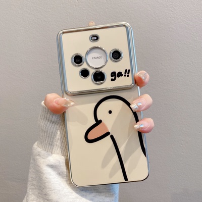 ins风小清新卡通大头鸭适用华为mate60pro手机壳高级感mate70大视窗网红手机套mate50/40pro硅胶防摔保护壳女