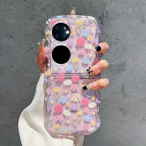ins风小清新春夏碎花适用华为p50pocket手机壳新款高级感小众pockets波浪折叠网红手机壳pocket2防摔保护套女