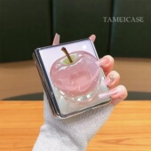 ins风水晶苹果草莓荔枝适用oppofindn2flip手机壳高级感网红爆款 折叠手机壳findn3flip电镀透明防摔保护套女