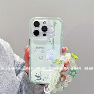 小清新竹子熊猫适用苹果16promax手机壳新品高级感iPhone17pro网红爆款手机壳15/14好看的外壳防摔保护套女生