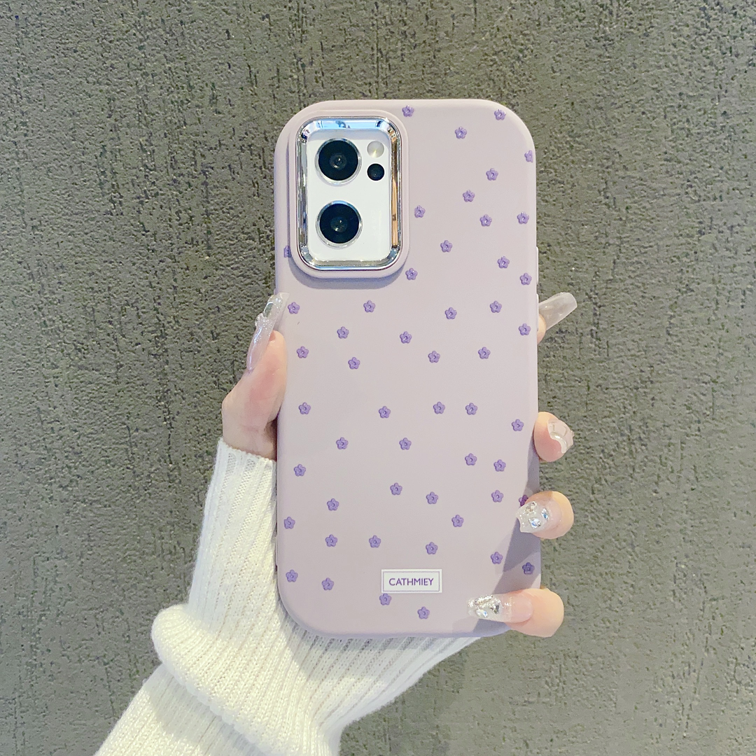 ins风温柔小清新紫色碎花适用opporeno7/8pro手机壳高级感时尚reno10/11/9/6pro硅胶手机套个性防摔保护套女