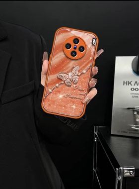 ins风星宇橙色水晶蝴蝶适用vivox200pro手机壳新款高级感x100pro网红爆款手机壳x90/x80防摔外壳气质保护套女