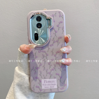 ins风小清新温柔紫色碎花适用opporeno11/12pro手机壳高级感小众reno13/10网红手机套reno9/8硅胶防摔保护套