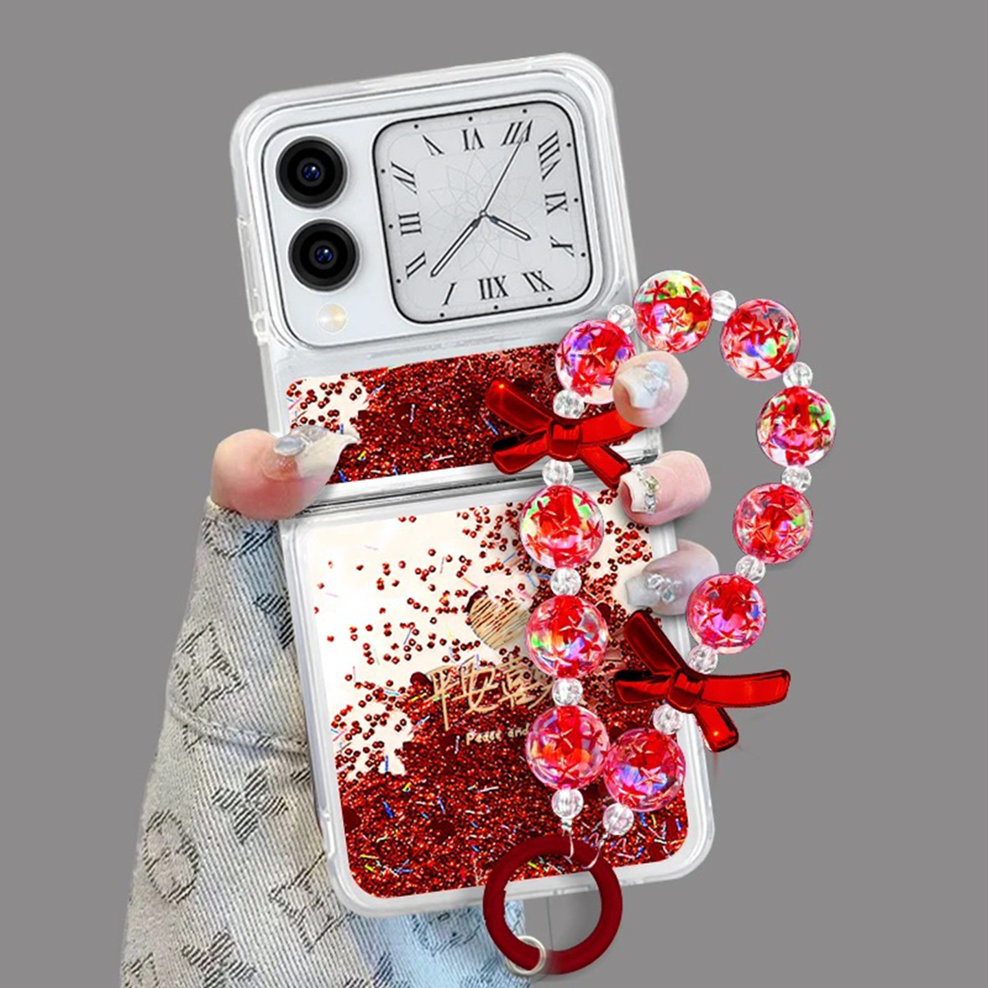 2026平安喜乐适用华为novaflip手机壳新款高级感pocket2网红爆款折叠流沙手机壳p50pocket防摔外壳保护套女生