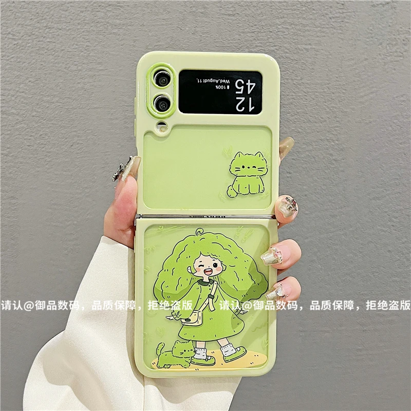 ins风小清新森林女孩适用三星zflip4/3手机壳新款高级感小众网红折叠屏手机壳zflip6/5硅胶外壳防摔保护套女