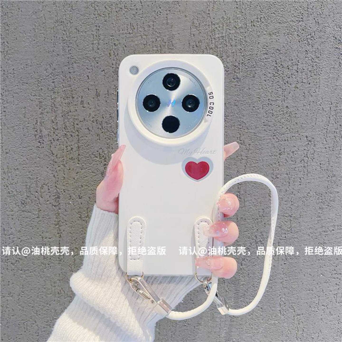 ins风小清新红色爱心适用oppofindx8pro手机壳新款高级感findx7网红爆款手机壳findx6/5防摔外壳挂绳保护套女