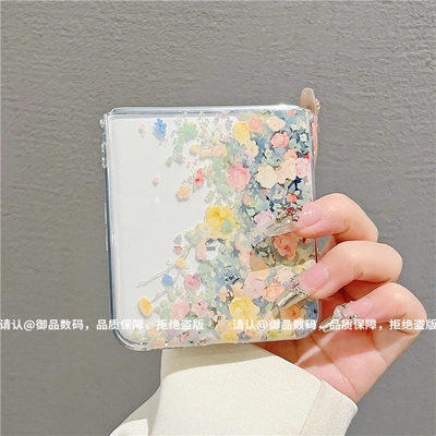 ins风小清新春夏炫彩花朵适用华为novaflip手机壳高级感小众网红折叠屏手机壳p50pocket硅胶外壳防摔保护套女