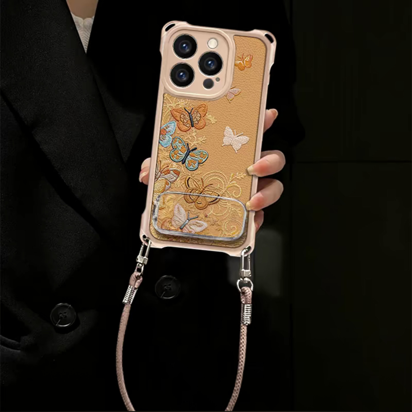 小清新多彩蝴蝶适用苹果15promax手机壳新款高级感iPhone17/16pro网红爆款手机壳14/13四角防摔外壳保护套女