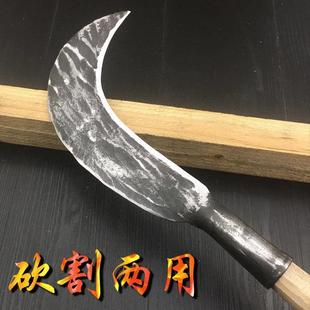 弯刀砍割两用柴镰弹簧钢砍柴刀修枝廉 手工锻打镰刀割草刀家用老式