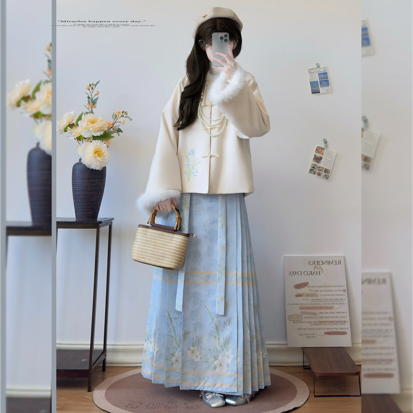 栀言记原创汉服【望窗兰】日常保暖昭君袄圆领加绒厚毛呢新中式,女装/女士精品,汉服套装,淘宝优惠券,粉丝福利购,淘宝优惠卷