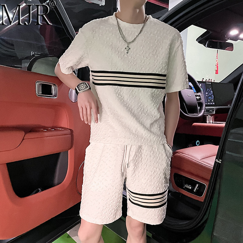 高级感休闲运动套装男款2026年夏季新款冰丝短袖短裤一整套搭配男