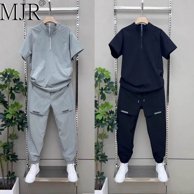 高端冰丝套装男2025新款夏季网眼速干 干透气两件套男士休闲 时尚