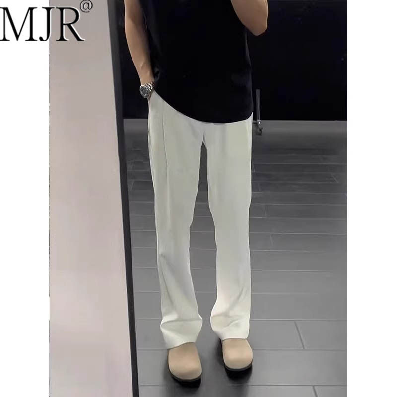 cleanfit白色休闲裤男士西裤垂坠感高级感弯刀微喇叭裤夏季薄款男