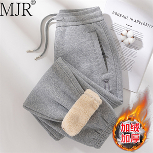 潮牌男士加厚羊羔绒裤子冬季加绒卫裤2025新款高级感防寒保暖男裤