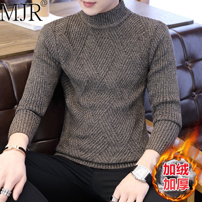毛衣男款半高领打底线衣2026新款加厚保暖男装冬装内搭针织衫上衣