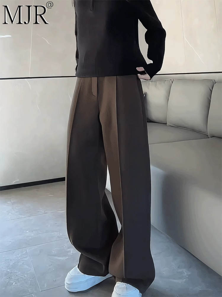 潮牌男士西裤垂坠感高级感穿搭咖色休闲裤子男款春秋冬季直筒男裤