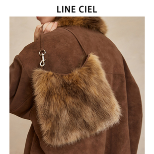 LINE 包里红’复古环保狐狸毛红内胆手拎包 CIEL