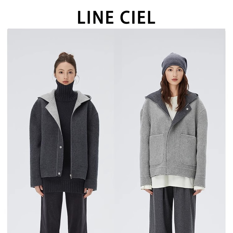 LINECIEL两面穿羊毛连帽外套