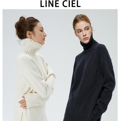 LINECIEL全羊毛高领开衩毛衣