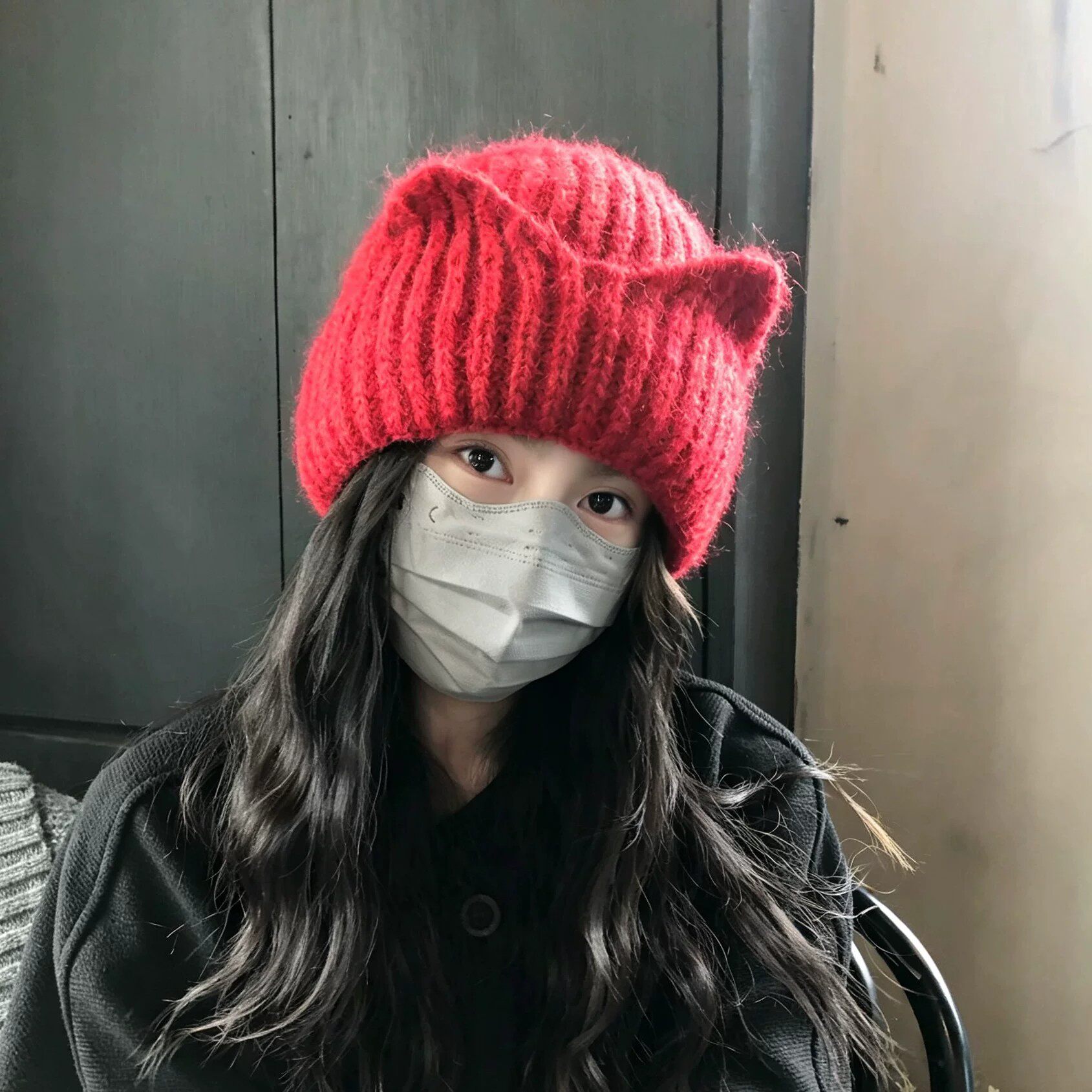 秋冬小狐狸耳朵保暖护耳针织帽女