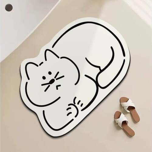 萌系猫咪硅藻泥防滑吸水地垫