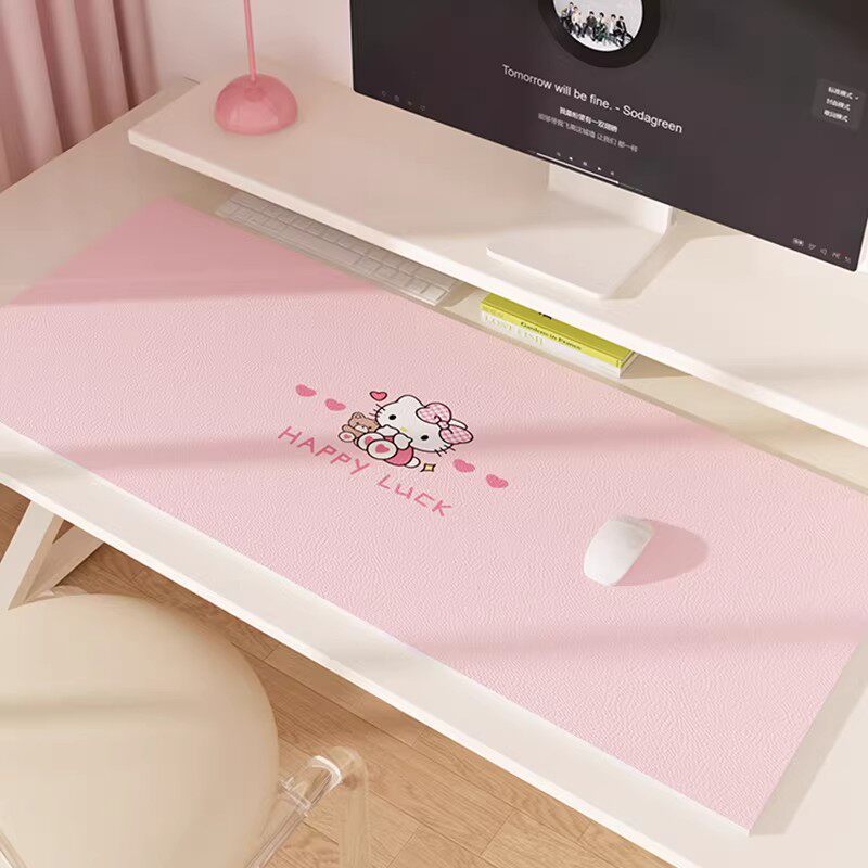 粉色鼠标垫大号女生可爱蝴蝶结电脑桌垫办公室键盘桌布防水书桌垫