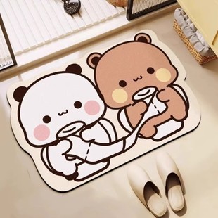 一二布布卡通硅藻泥地垫浴室速干防滑垫卫生间吸水脚垫除湿防潮