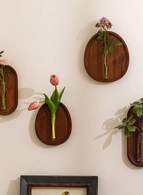 创意壁挂花器实木墙面植物挂饰