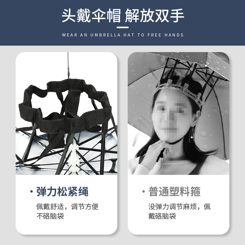 大号斗笠伞雨伞帽头戴式雨伞大号钓鱼成人防雨帽加强新款遮阳防风