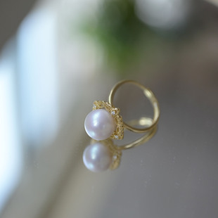 天然淡水珍珠戒指新款日常通勤简约款爱迪生S925银时尚设计感百搭