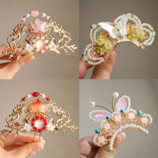 汉服发冠国风发饰古风富贵盘发点缀发冠新中式头饰品唐风明制发冠