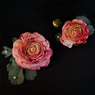 唐风牡丹花发夹古风绢花头饰汉服点缀发饰掩鬓后压国色花朵配饰品