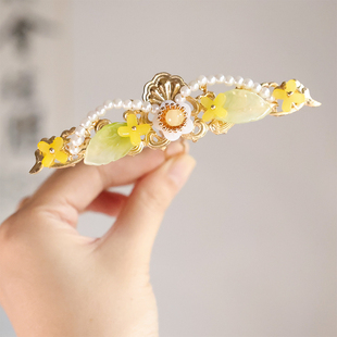 中秋桂花发饰明制发冠发钗儿童古风汉服复古头饰点缀掩鬓U钗配饰