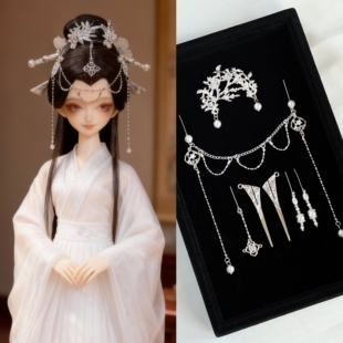 古风BJD娃娃发饰汉服装扮搭配迷你玩偶发簪钗头冠额链清冷感配饰