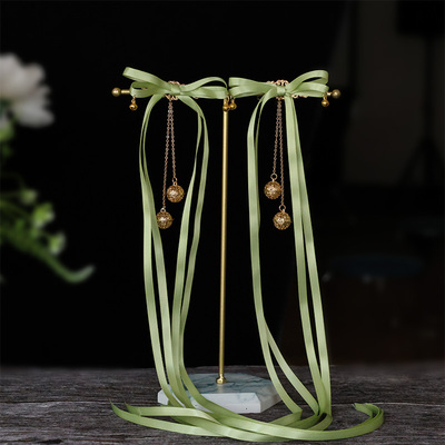 超仙飘带铃铛流苏发夹古风头饰儿童对夹汉服蝴蝶结发饰配饰头饰品