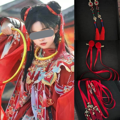 哪吒发饰魔童闹海头饰cos发带流苏发夹仿二次元妆古风汉服配饰品