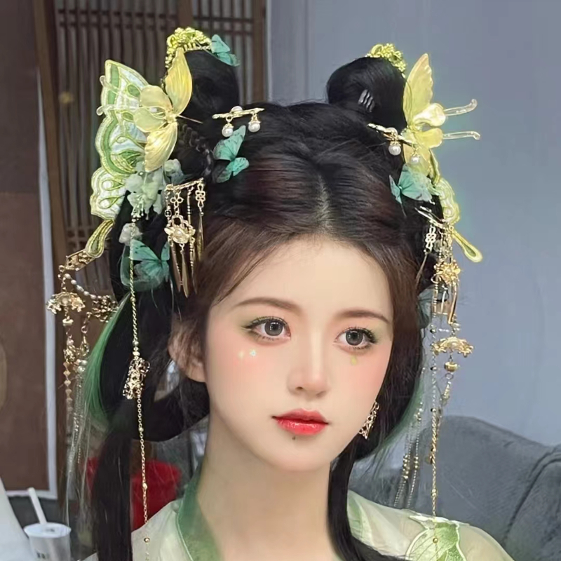 蝴蝶绢花后压发夹大扑棱蛾子花朵