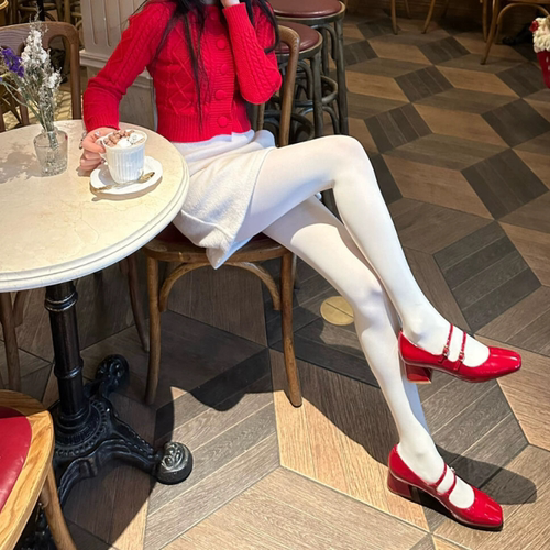 PAPIlove「冬日」加绒白色连裤袜女外穿光腿加厚打底裤袜厚白丝jk
