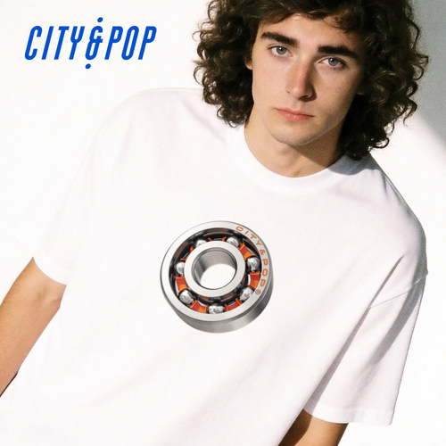 CITYandPOP® 轴承印花短袖T恤 街头滑板纯棉T恤