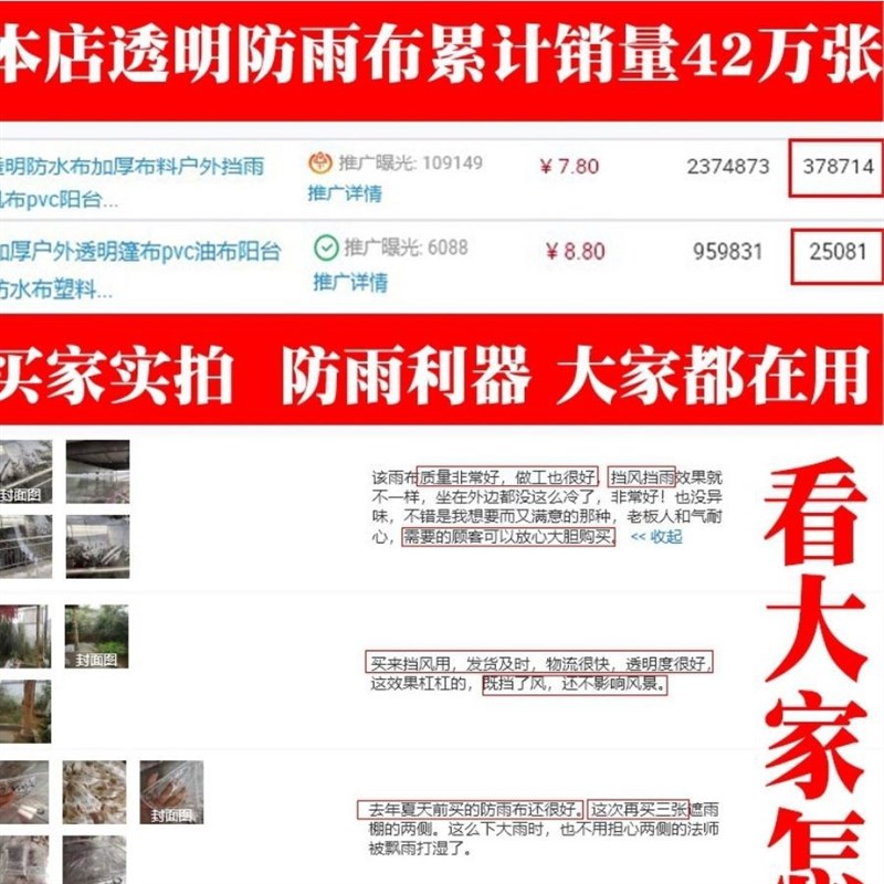 热销防雨布透明篷布pvqc雨布防水布塑料帆布加厚油布篷布阳台遮雨