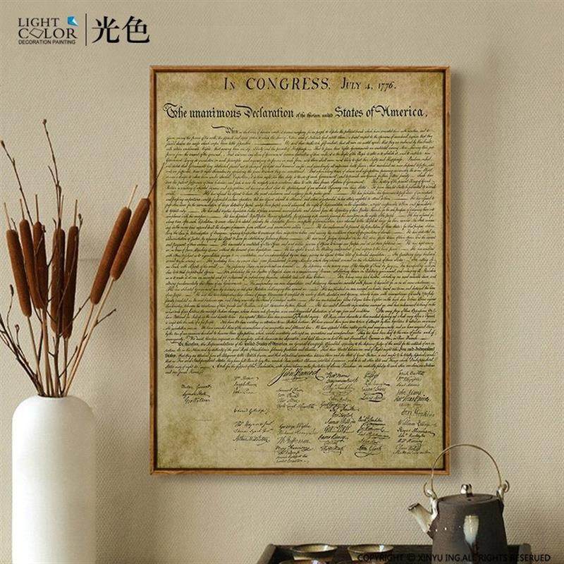 美式美国独立宣言酒店公司办公室客厅咖啡馆餐厅书房晶瓷装饰挂画