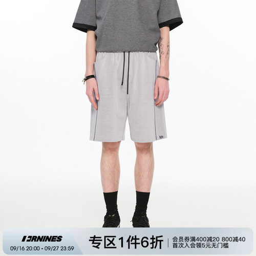 FORNINES明辑线休闲宽松灰色短裤男生夏季情侣运动透气五分裤女