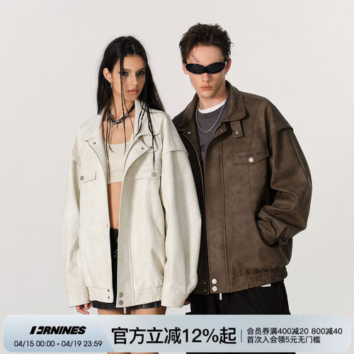 FORNINES美式立领PU皮夹克