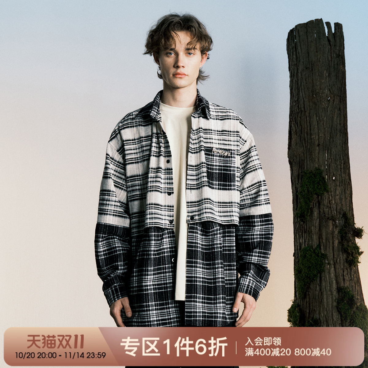 FORNINES美式情侣可拆短款衬衫