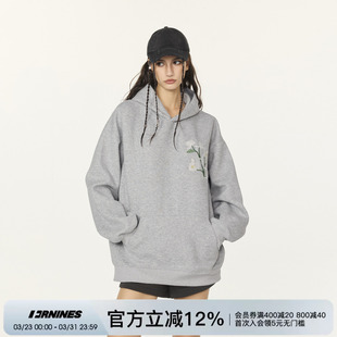 连帽情侣装 加绒春季 厚外套女 FORNINES重磅灰色卫衣男款 赵昭仪同款